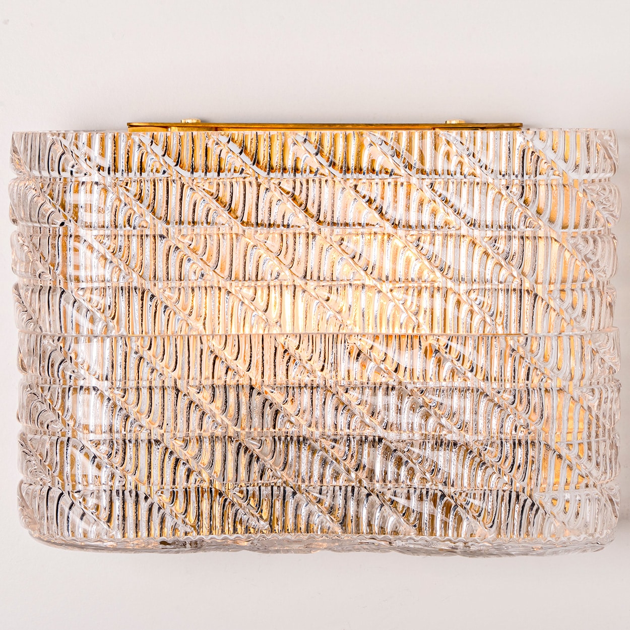 Several Square Organic Ribbed Glass Wall Lights, Italy
