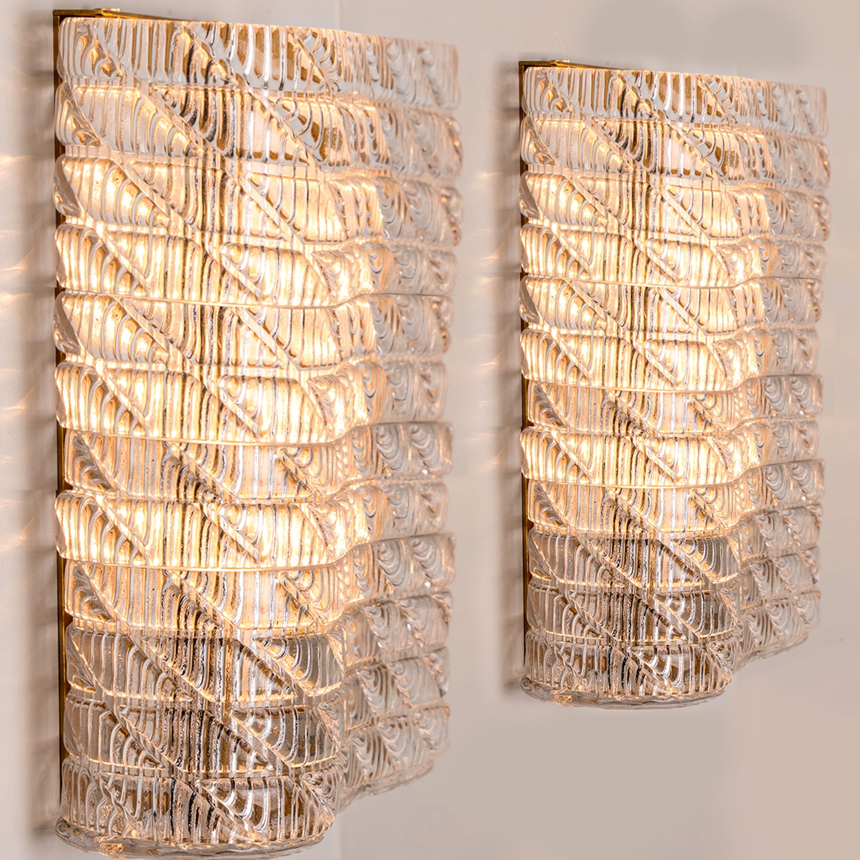 Several Square Wall Lights Ribbed Glass, Italy