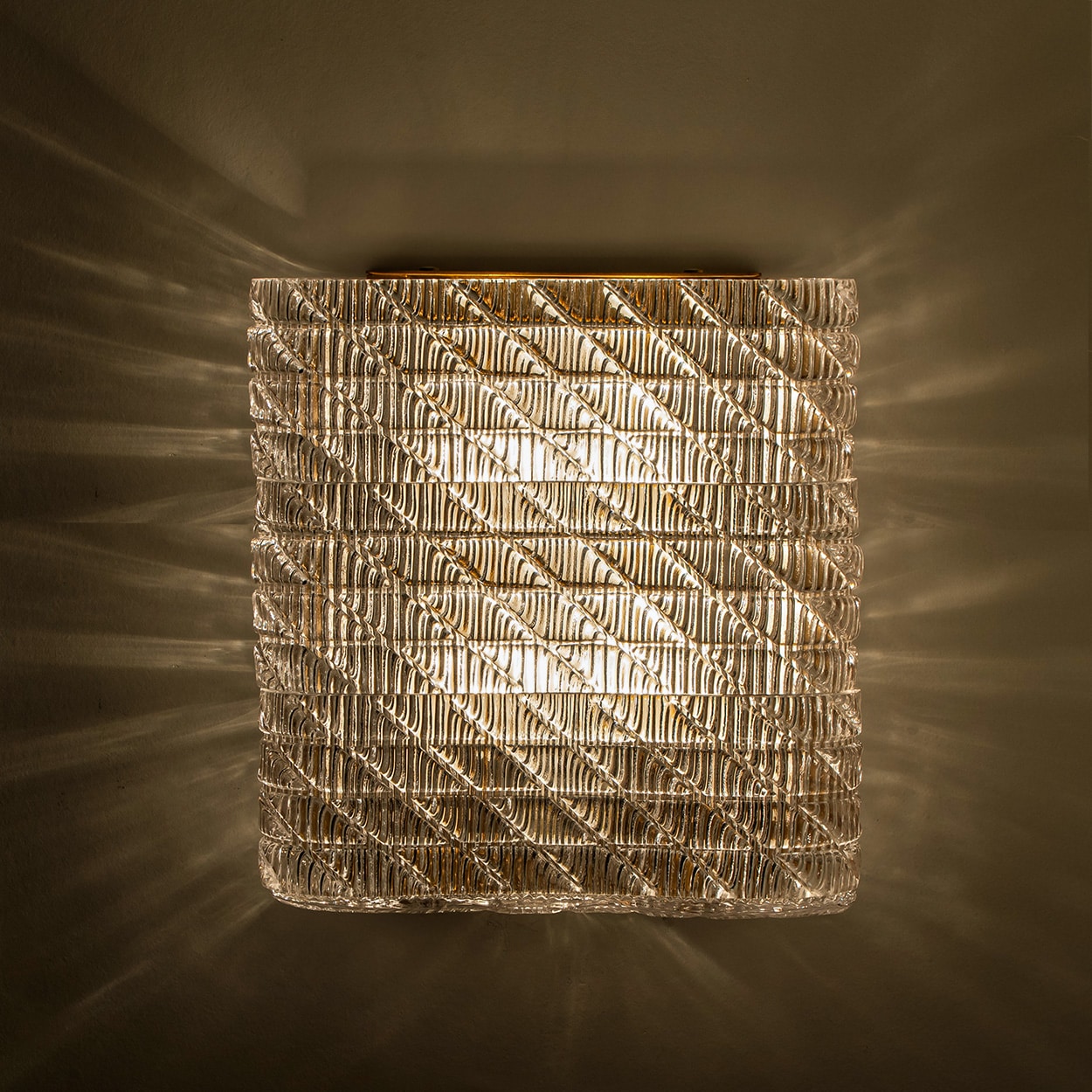 Several Square Wall Lights Ribbed Glass, Italy