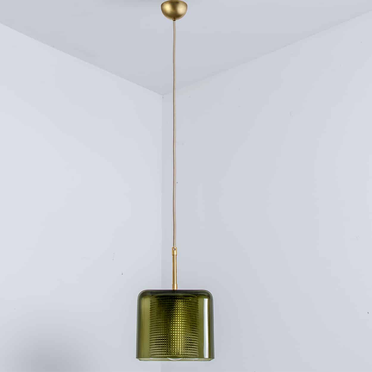 1 of the 3 Green Glass Cube Pendants by Carl Fagerlund for Orrefors, 1960s
