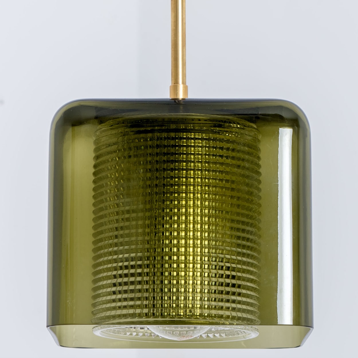 1 of the 3 Green Glass Cube Pendants by Carl Fagerlund for Orrefors, 1960s