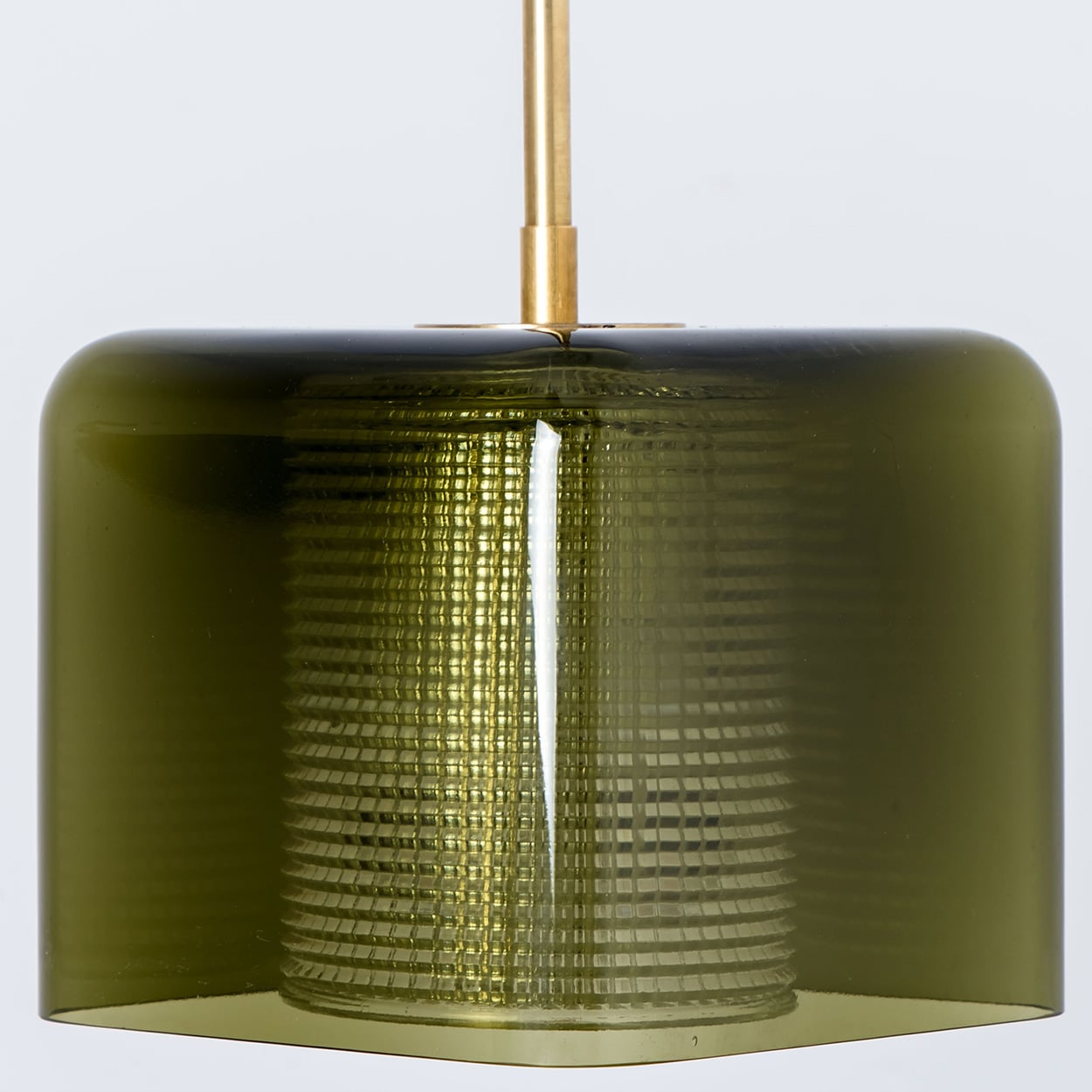 1 of the 3 Green Glass Cube Pendants by Carl Fagerlund for Orrefors, 1960s