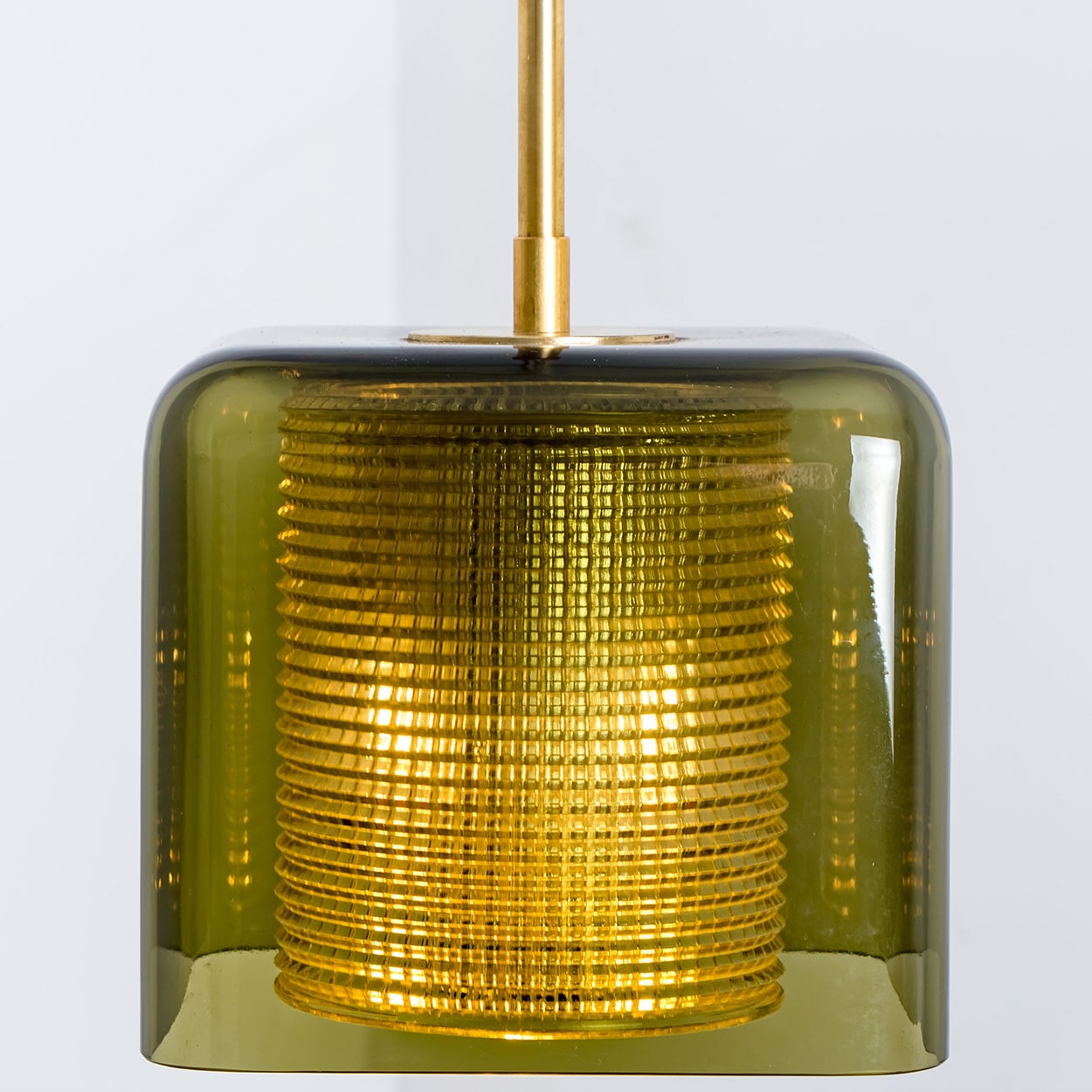 1 of the 3 Green Glass Cube Pendants by Carl Fagerlund for Orrefors, 1960s