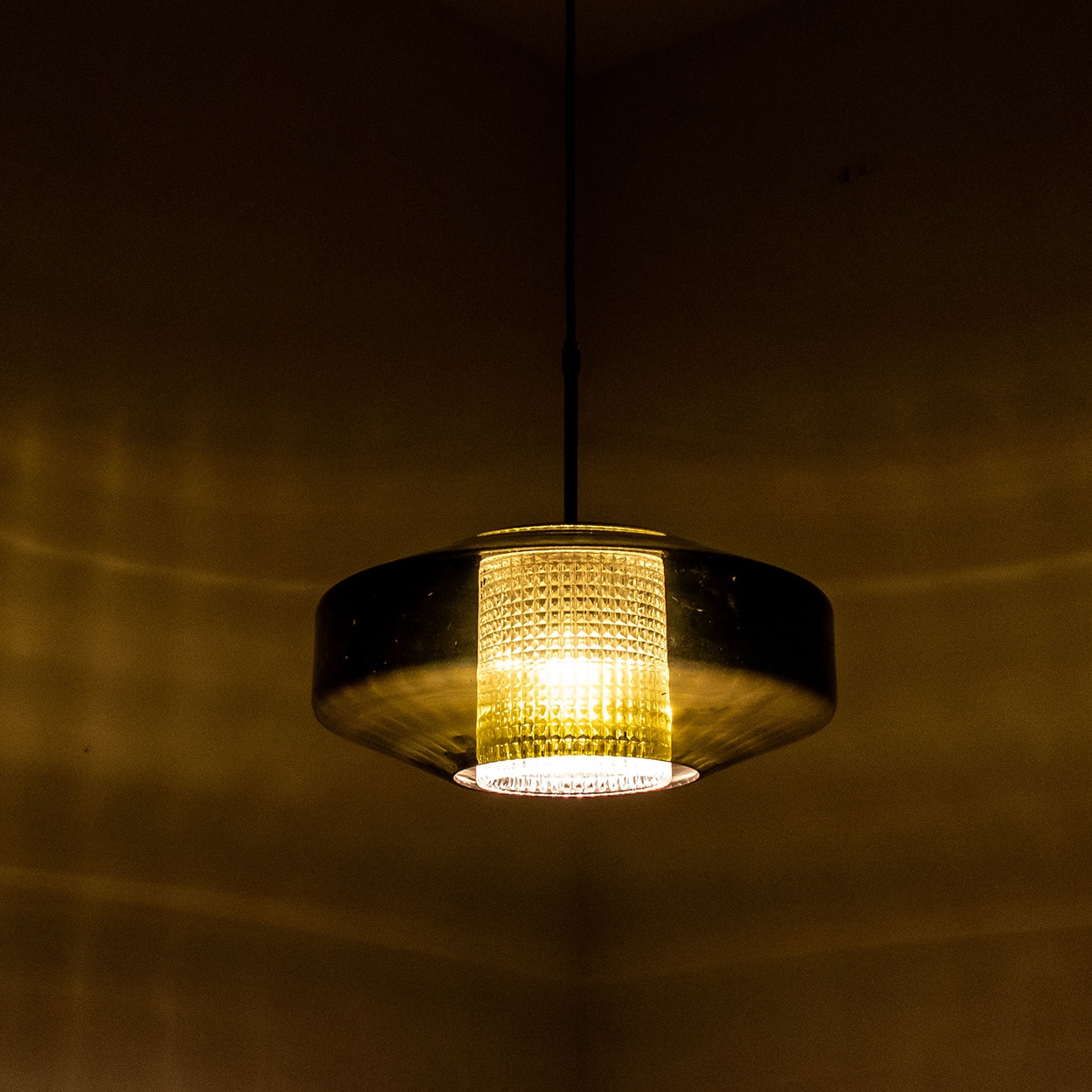 Pair of Green Glass Disc Pendants by Carl Fagerlund for Orrefors, 1960s