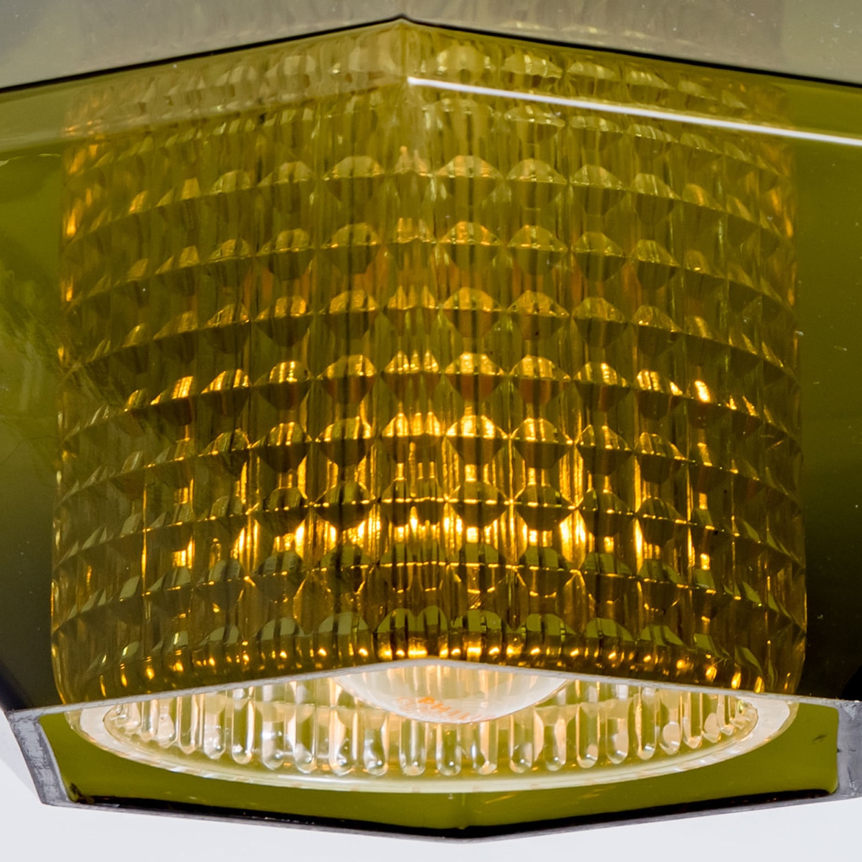 1 of the 3 Green Glass Hexagon Pendants by Carl Fagerlund for Orrefors, 1960s