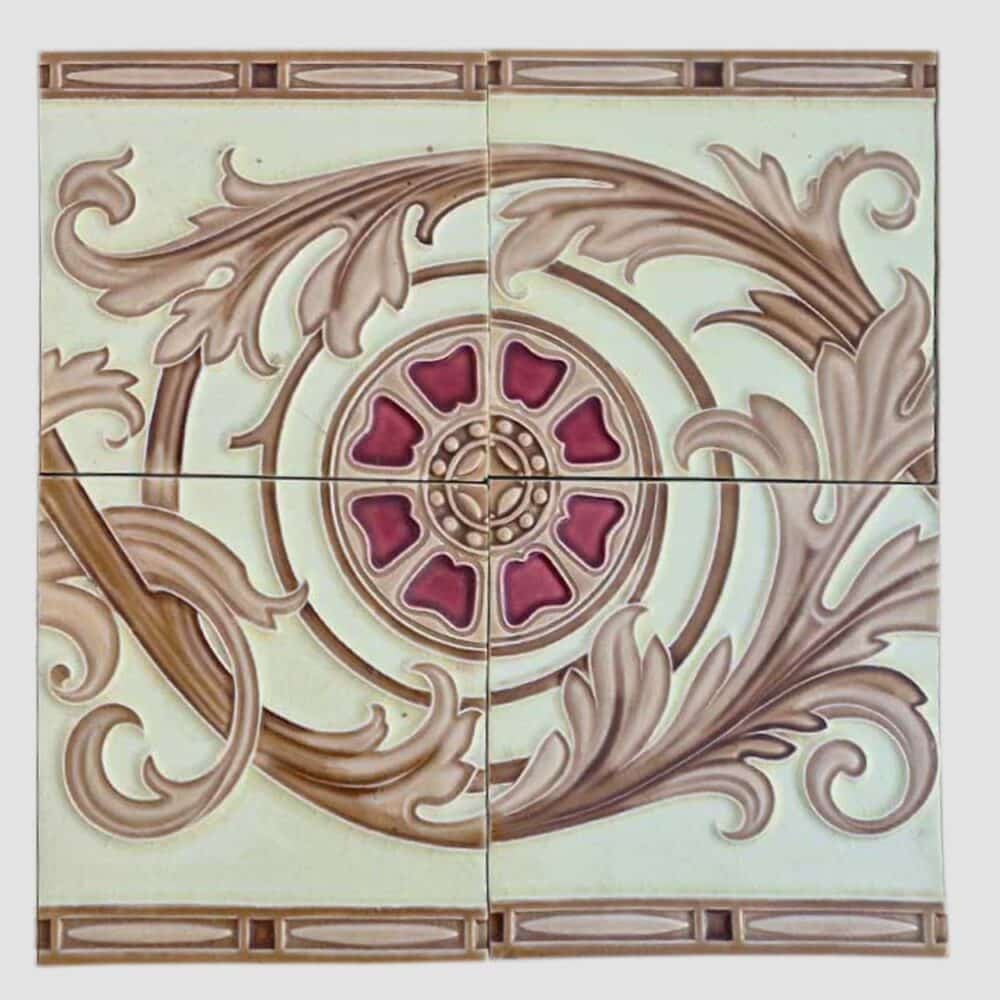 1 of the 12 Sets Art Deco Glazed Relief Tiles by Freres and Hemiksen, circa 1920