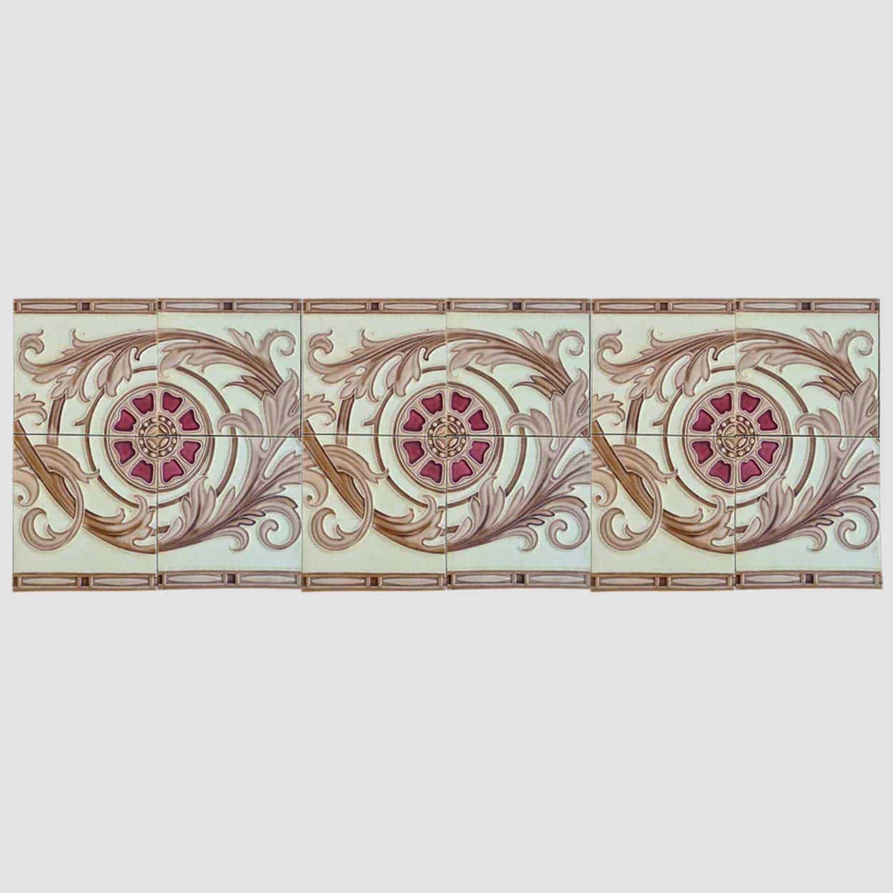1 of the 12 Sets Art Deco Glazed Relief Tiles by Freres and Hemiksen, circa 1920