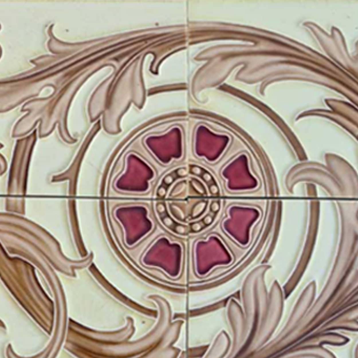 1 of the 12 Sets Art Deco Glazed Relief Tiles by Freres and Hemiksen, circa 1920