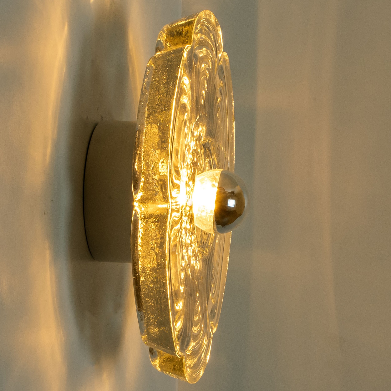 Pair Flower Glass Wall lights Flush Mounts by Heinz Neuhaus Leuchten, 1970