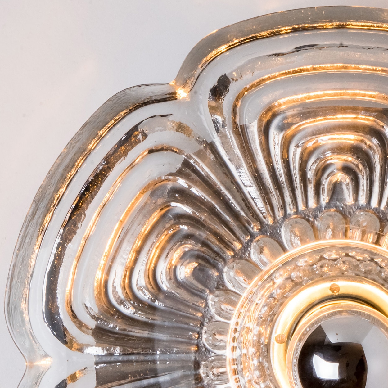 Pair Flower Glass Wall lights Flush Mounts by Heinz Neuhaus Leuchten, 1970