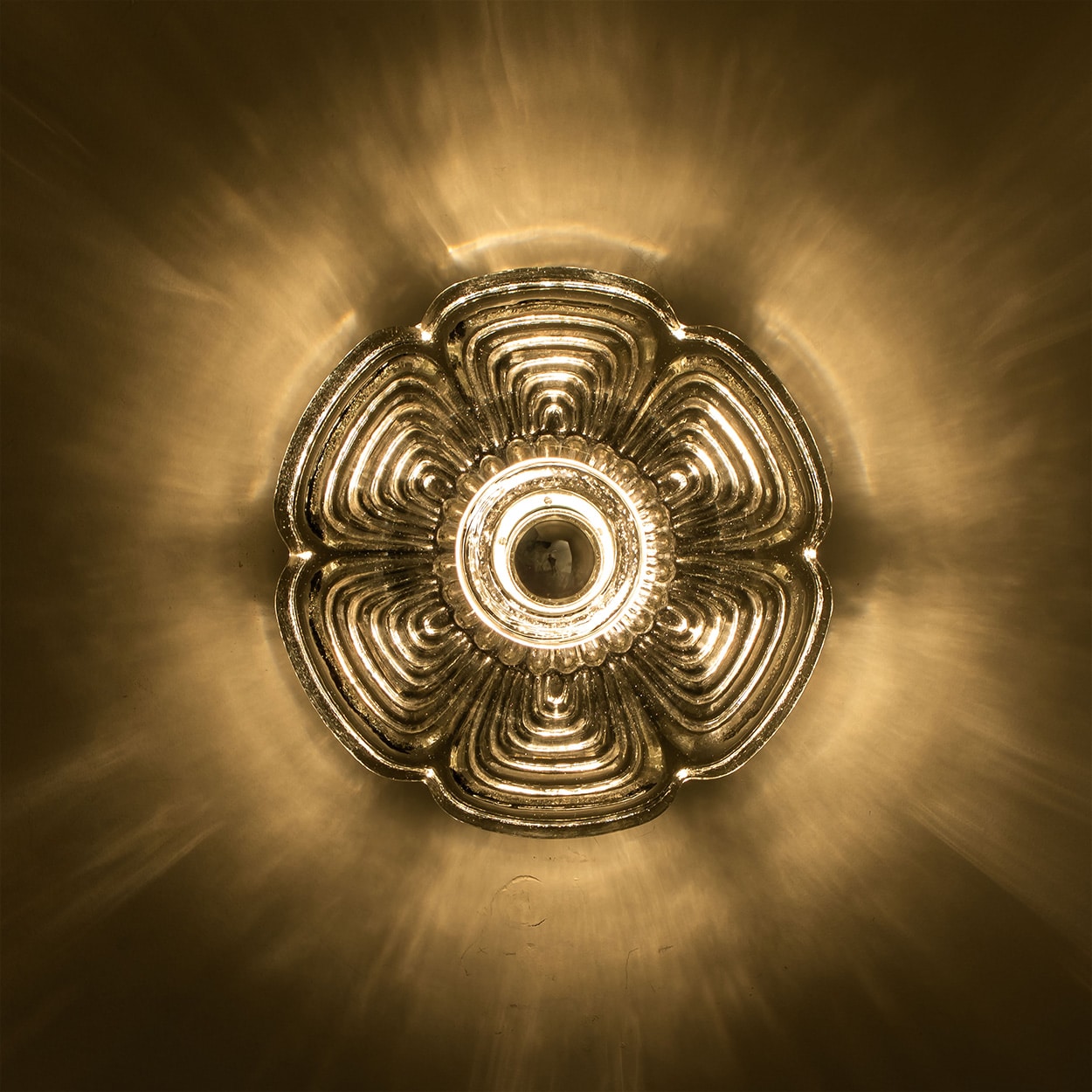 Pair Flower Glass Wall lights Flush Mounts by Heinz Neuhaus Leuchten, 1970