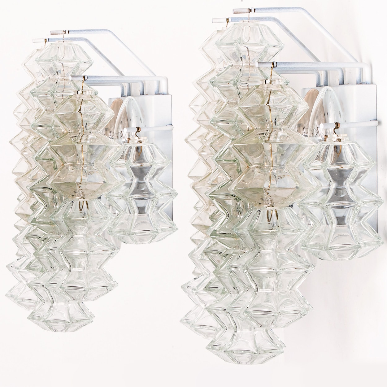 Several Pagoda Glass Sconces Wall Lights by Kalmar, Vienna 1969