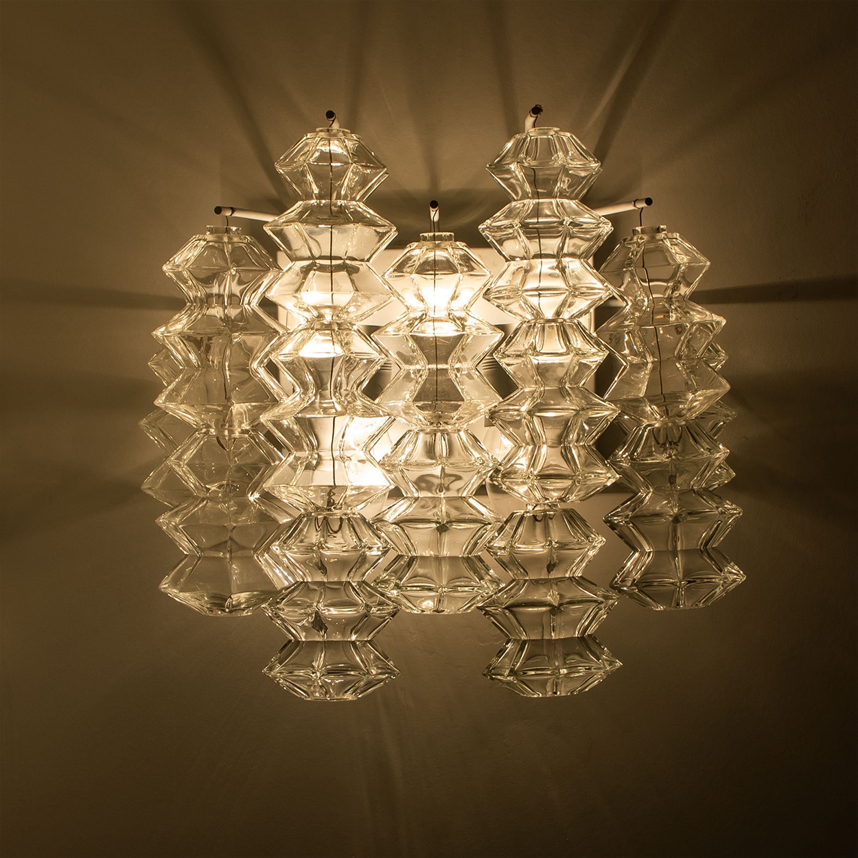 Several Pagoda Glass Sconces Wall Lights by Kalmar, Vienna 1969