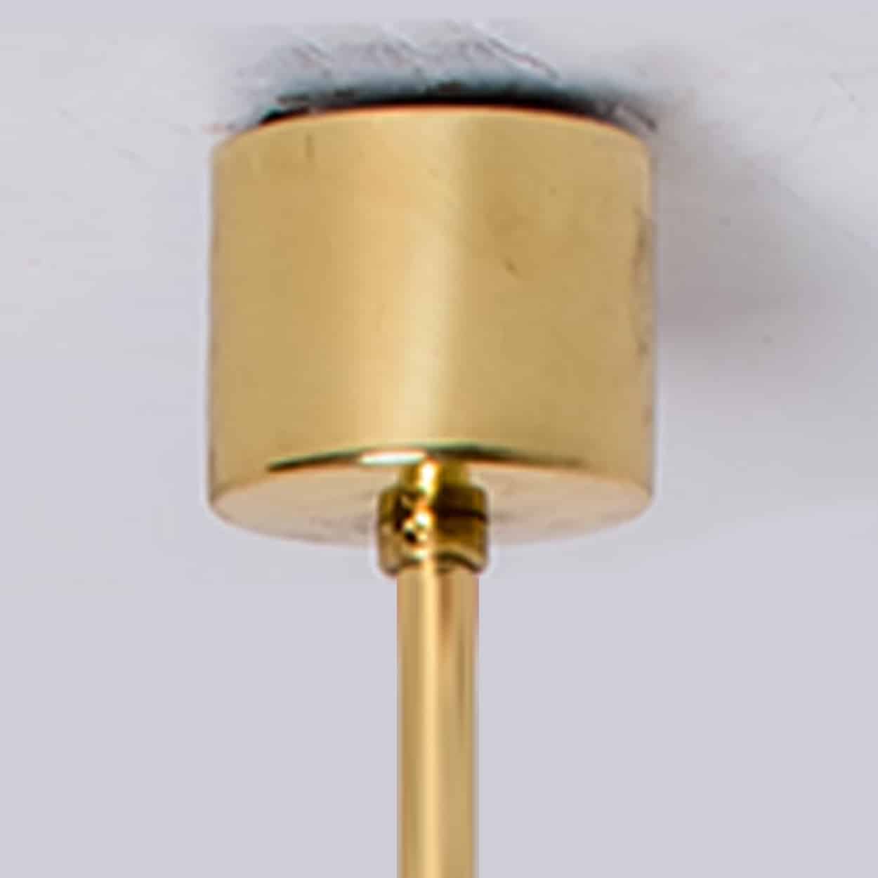 1 of the 2 Kalmar Chandelier Pendant Lights, Gold Brass Smoked Glass, 1970s