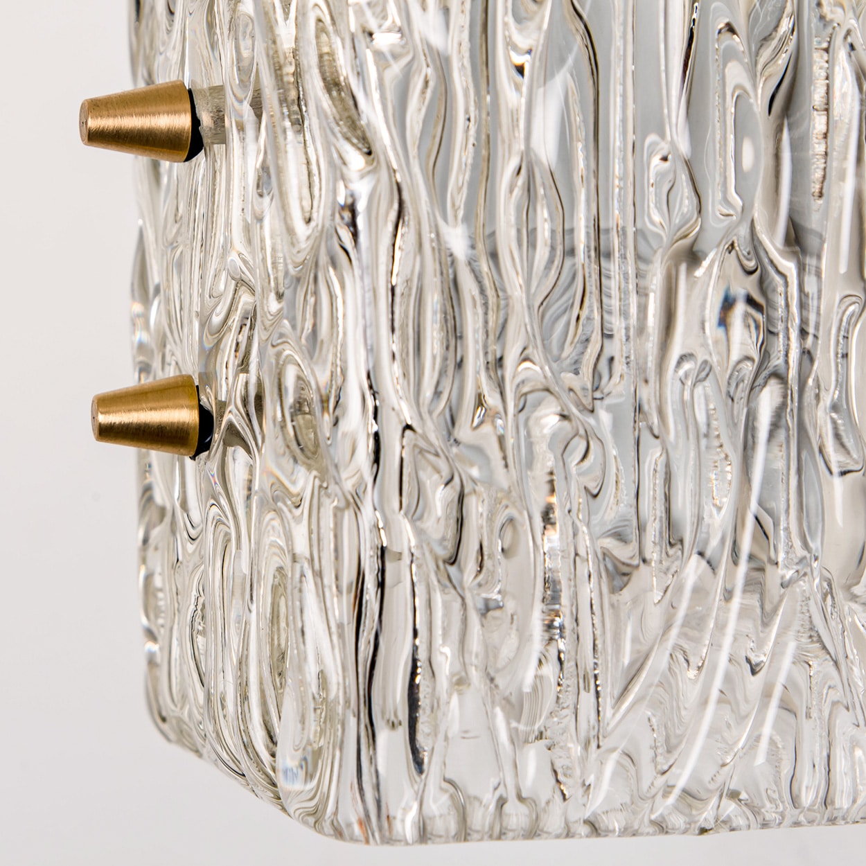 Pair of Kalmar Vertical Ribbed Brass Glass Wall Lights, 1970s