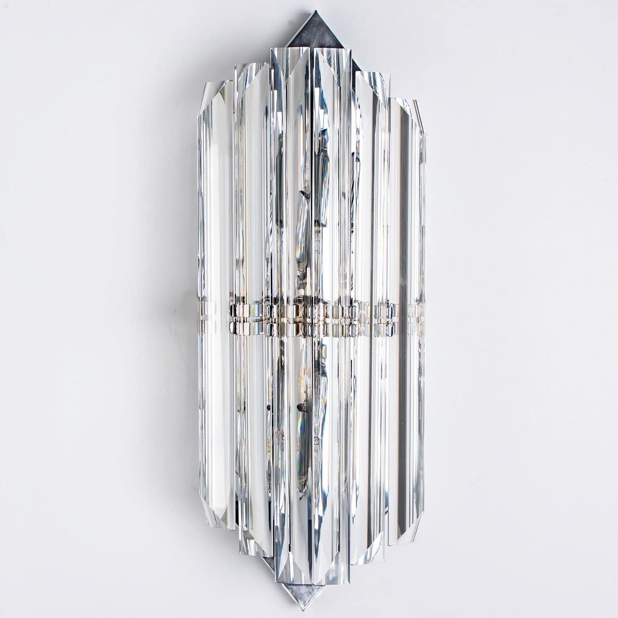 Several Wall Sconces with 6 Rods Clear Glass and Chrome, Italy