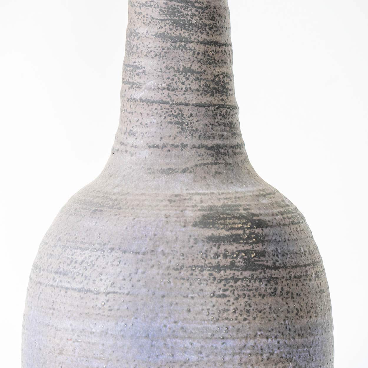 Large Lilac Ceramic Lamp, Custom Made Beige Lampshade by R. Houben