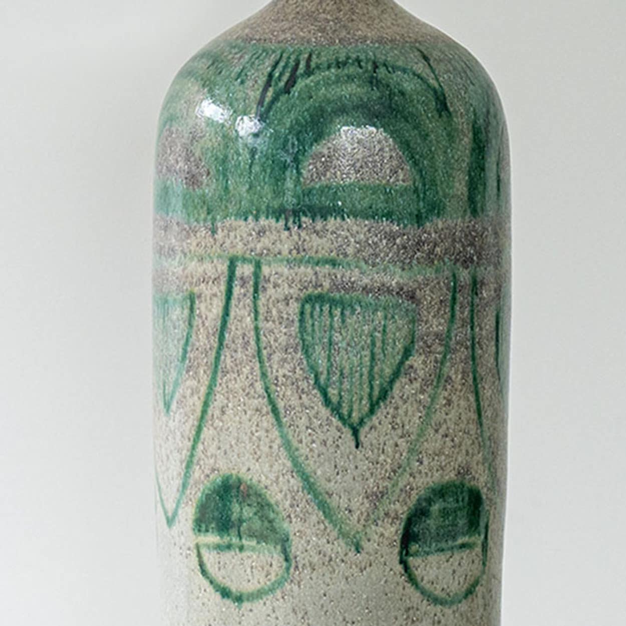 Green Ceramic Floor Table Lamp, Custom Green Lampshade by R. Houben