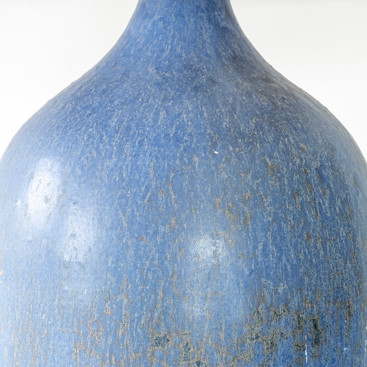 XXL Blue Ceramic Floor Table Lamp, Custom Matching Lampshade by R. Houben