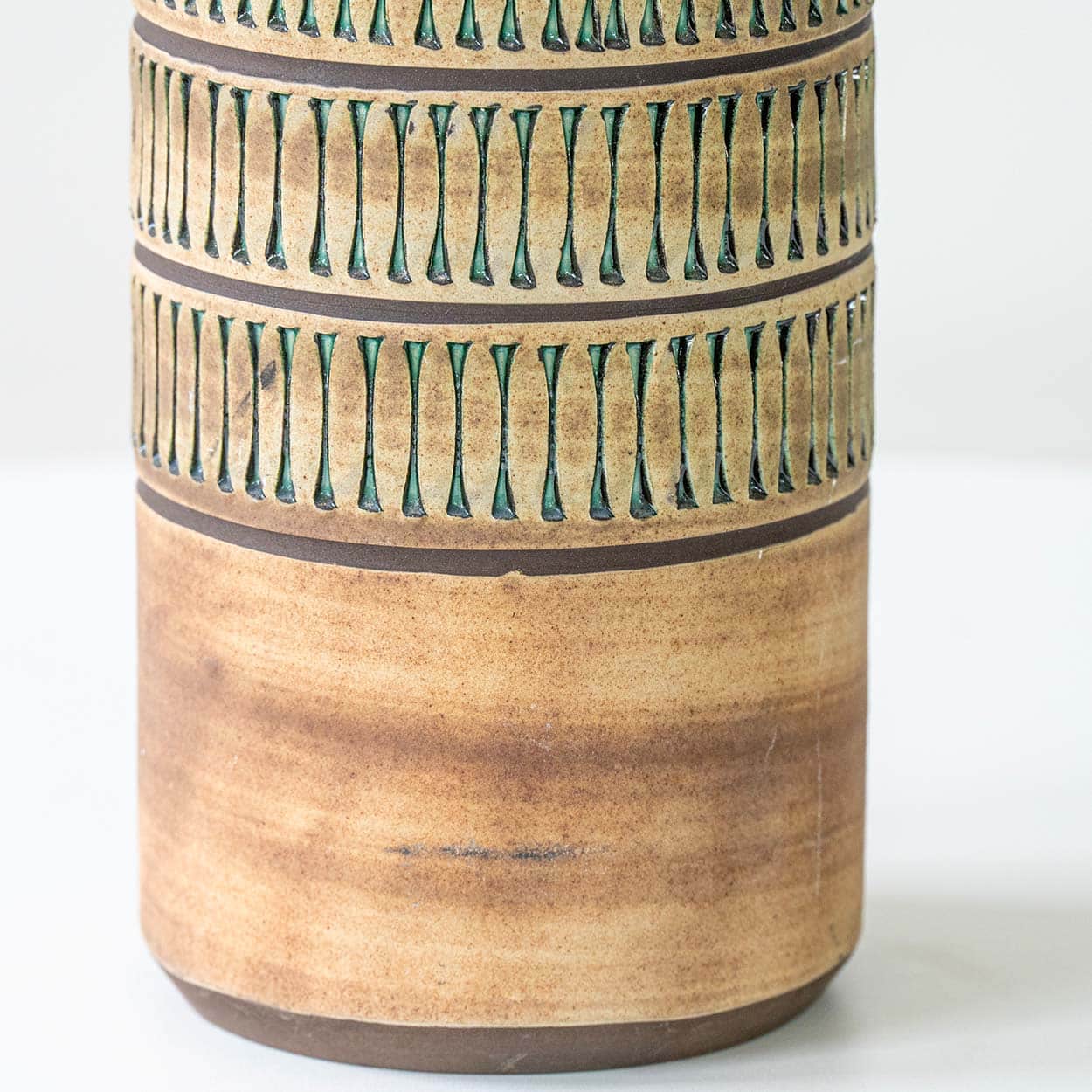 Set of 2 Multicolor Ceramic Lamps, Custom Made Silk Lampshades by R. Houben