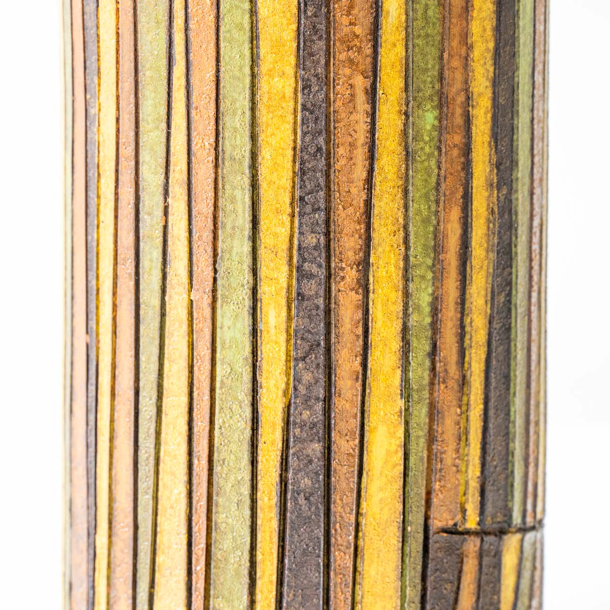 Set of 2 Multicolor Ceramic Lamps, Custom Made Silk Lampshades by R. Houben