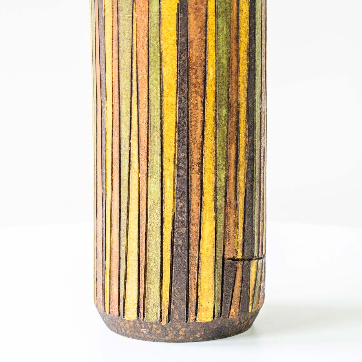 Set of 2 Multicolor Ceramic Lamps, Custom Made Silk Lampshades by R. Houben