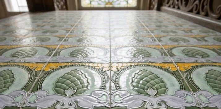 1 of the 33 Pinecones Antique Tiles, Societe Morialme circa 1920, Belgium