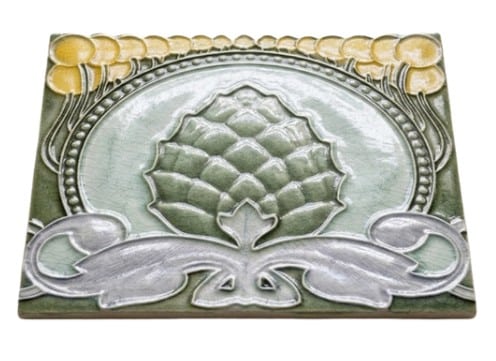 1 of the 33 Pinecones Antique Tiles, Societe Morialme circa 1920, Belgium