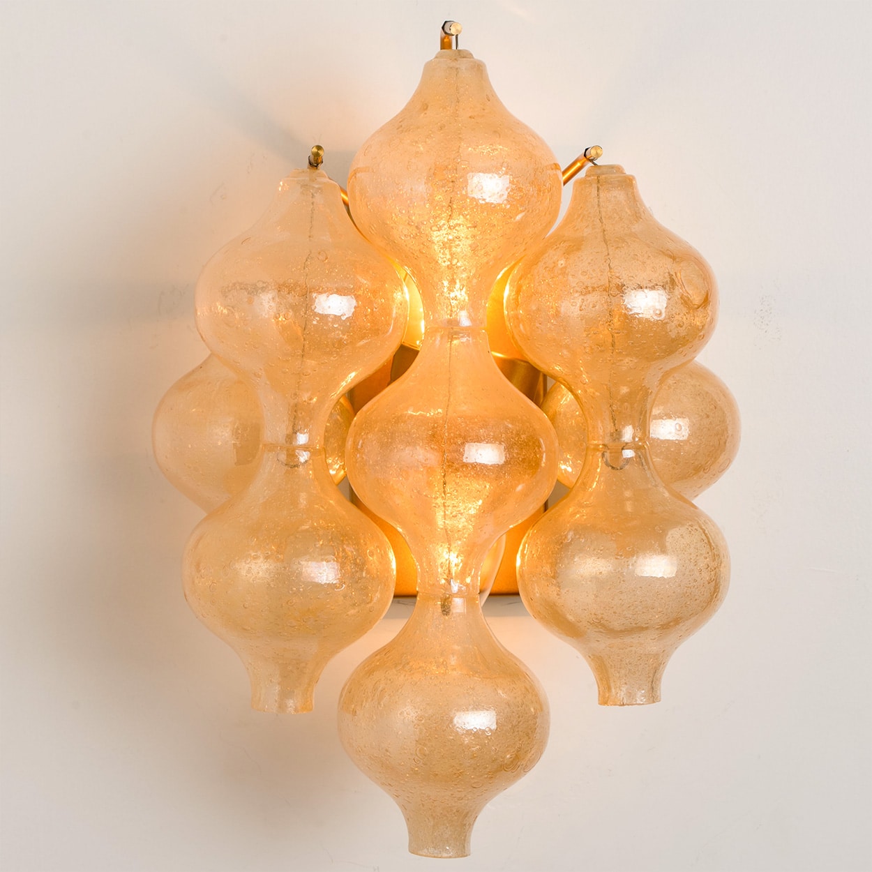 Pair of Amber Glass Tulipan Wall Lamps or Sconces by J.T. Kalmar, 1960s