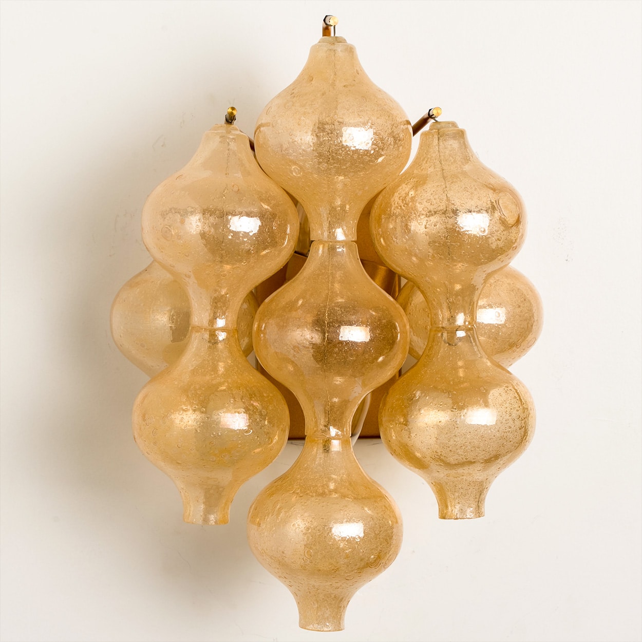 Pair of Amber Glass Tulipan Wall Lamps or Sconces by J.T. Kalmar, 1960s