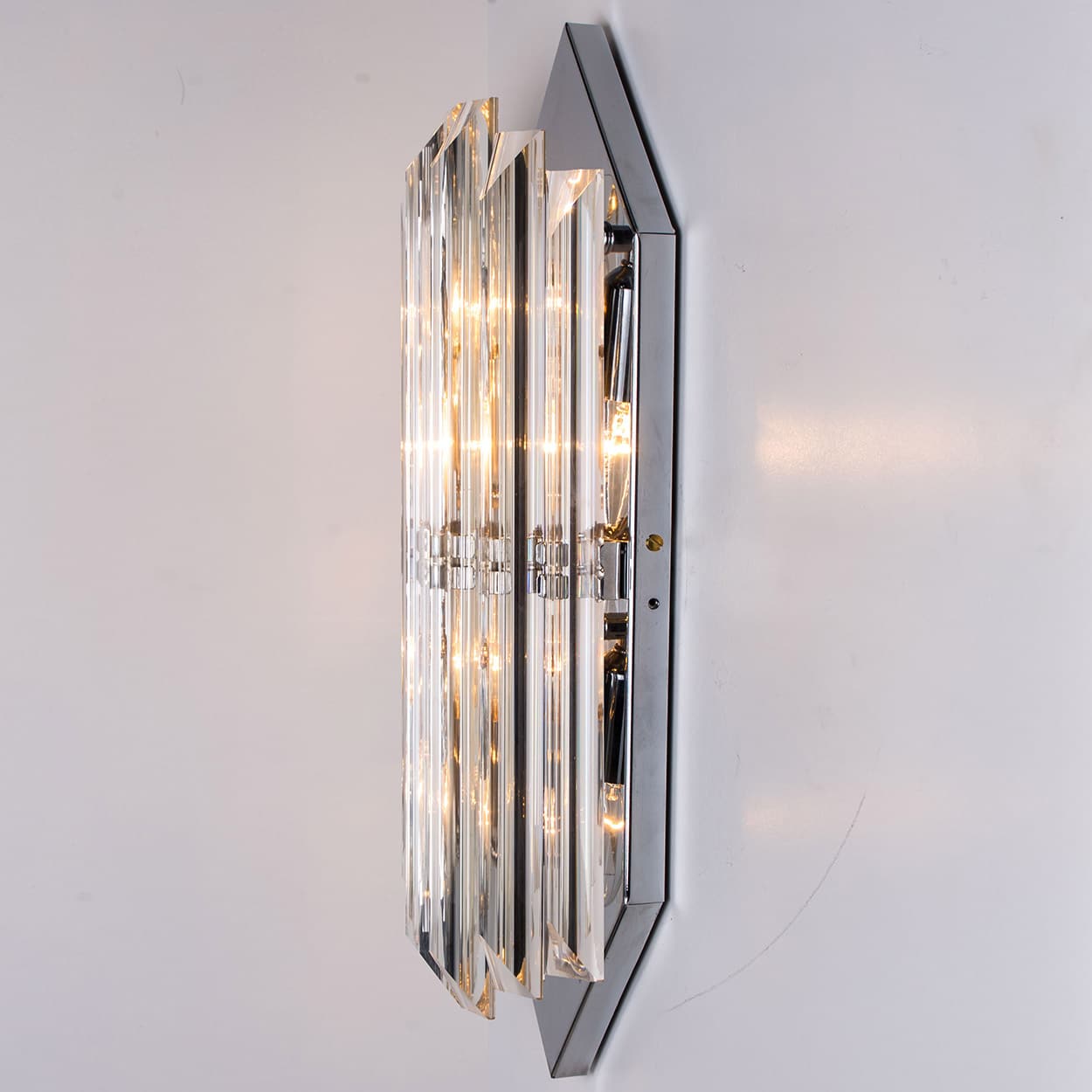 Several Wall Sconces with 6 Rods Clear Glass and Chrome, Italy