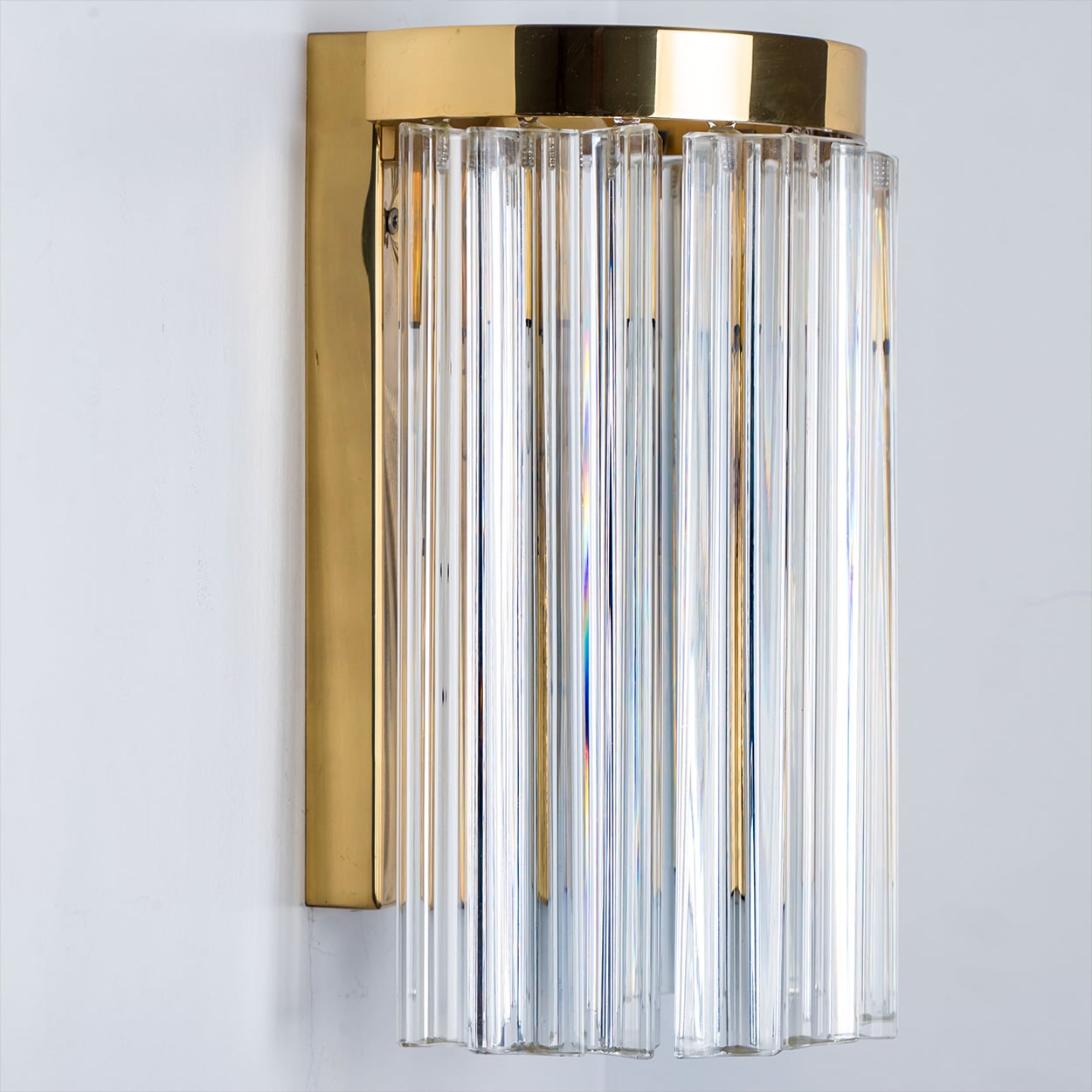 1 of the 10 Clear Gold Glass Brass Sconces in the style of Venini, Italy 1970