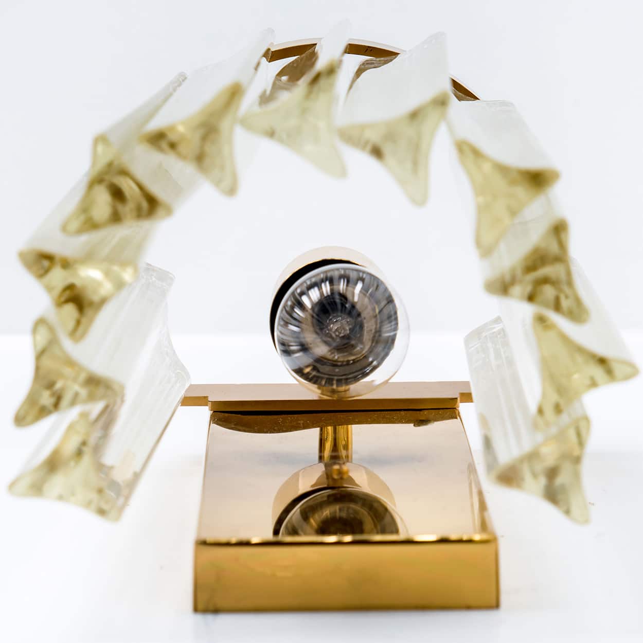 1 of the 10 Clear Gold Glass Brass Sconces in the style of Venini, Italy 1970