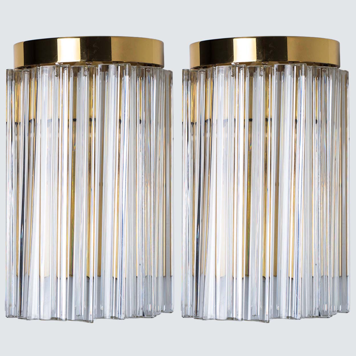 1 of the 10 Clear Gold Glass Brass Sconces in the style of Venini, Italy 1970