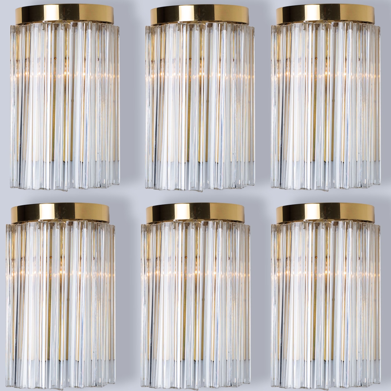 1 of the 10 Clear Gold Glass Brass Sconces in the style of Venini, Italy 1970