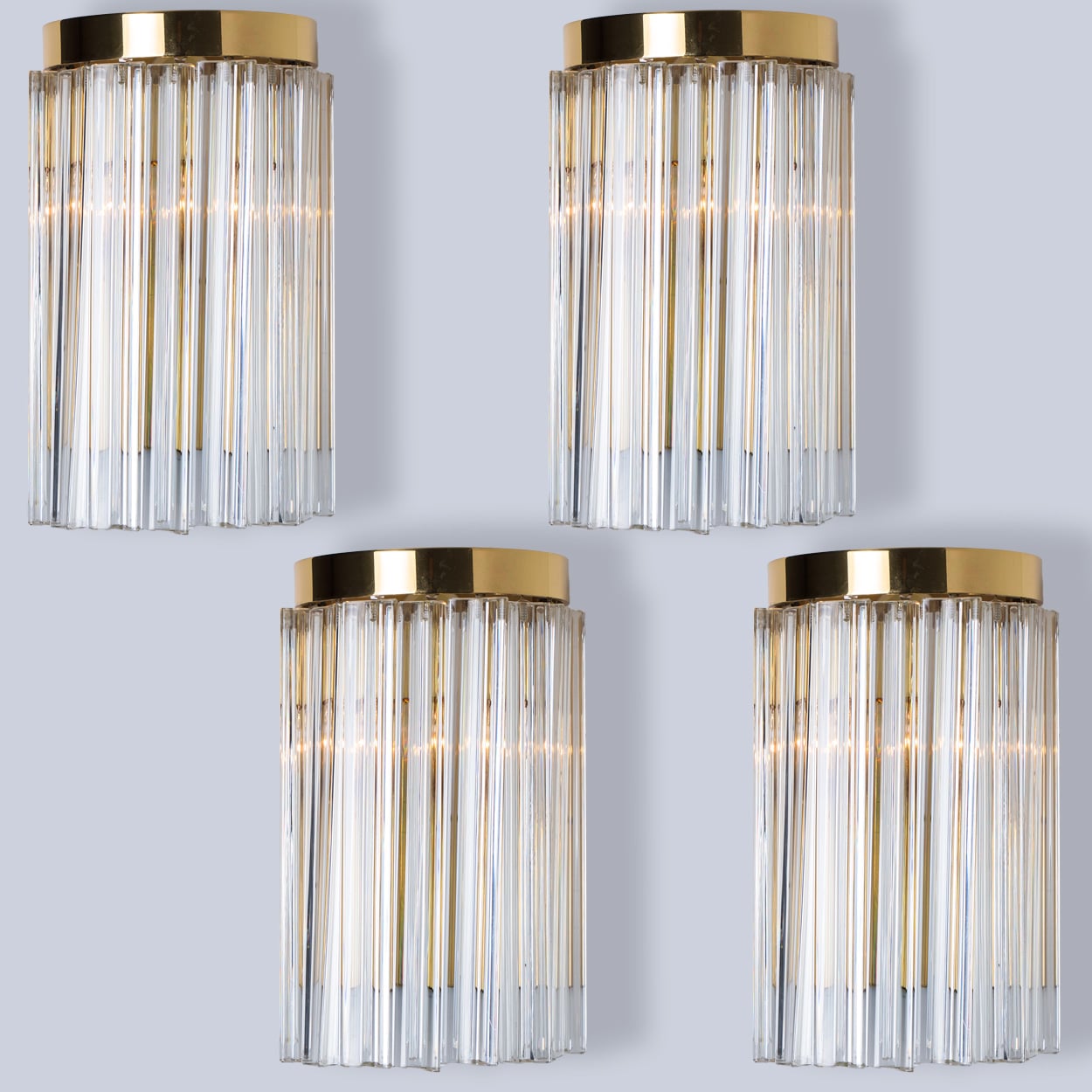 1 of the 10 Clear Gold Glass Brass Sconces in the style of Venini, Italy 1970