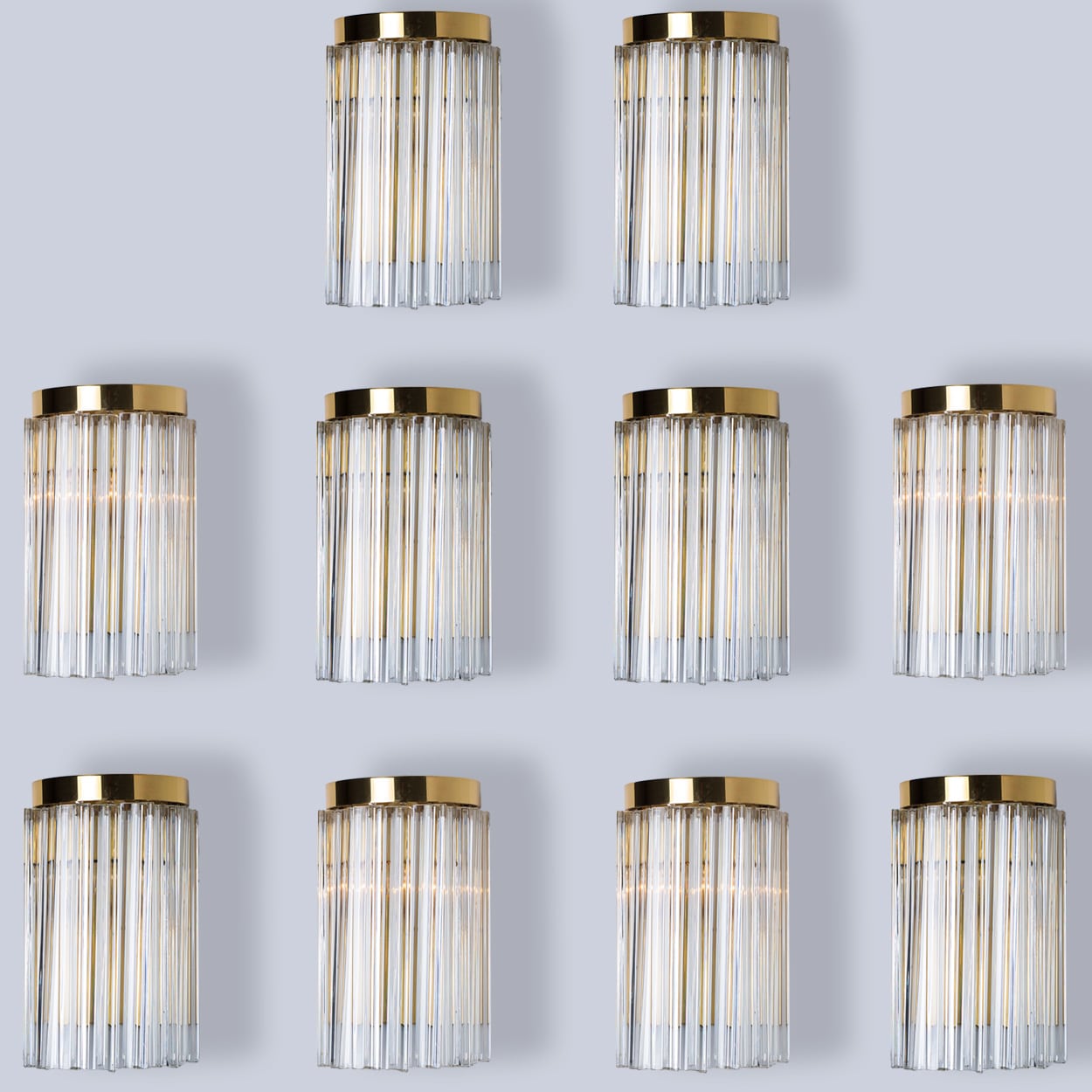 1 of the 10 Clear Gold Glass Brass Sconces in the style of Venini, Italy 1970