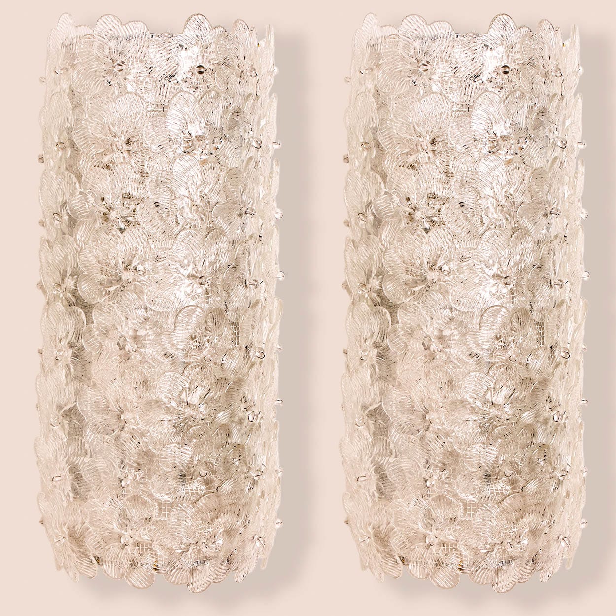 6 Large Murano Glass Floral Wall Lights, Italy