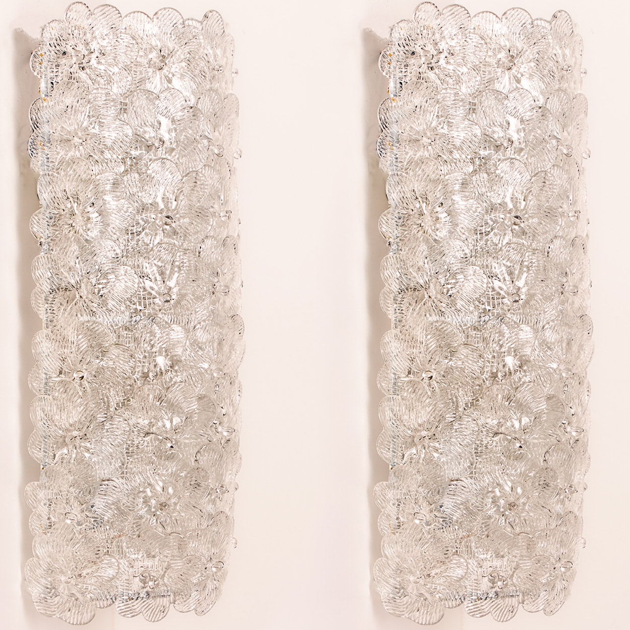 6 Large Murano Glass Floral Wall Lights, Italy
