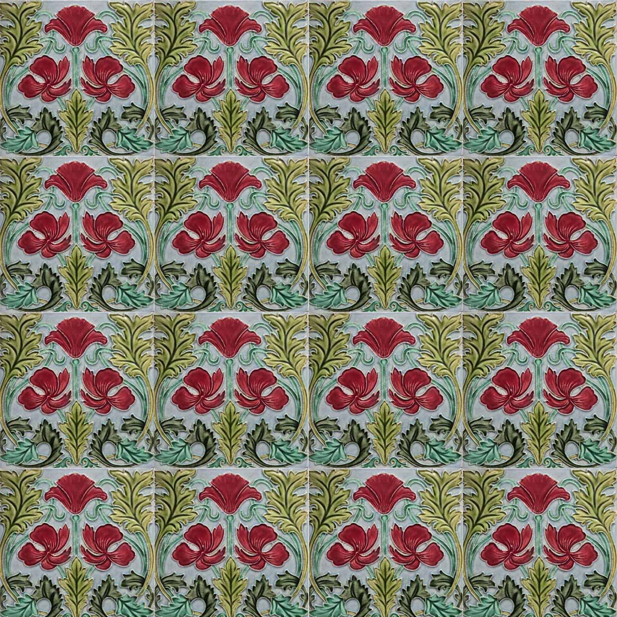 1 of the 90 Art Nouveau Tiles by Saint Amand, 1930s