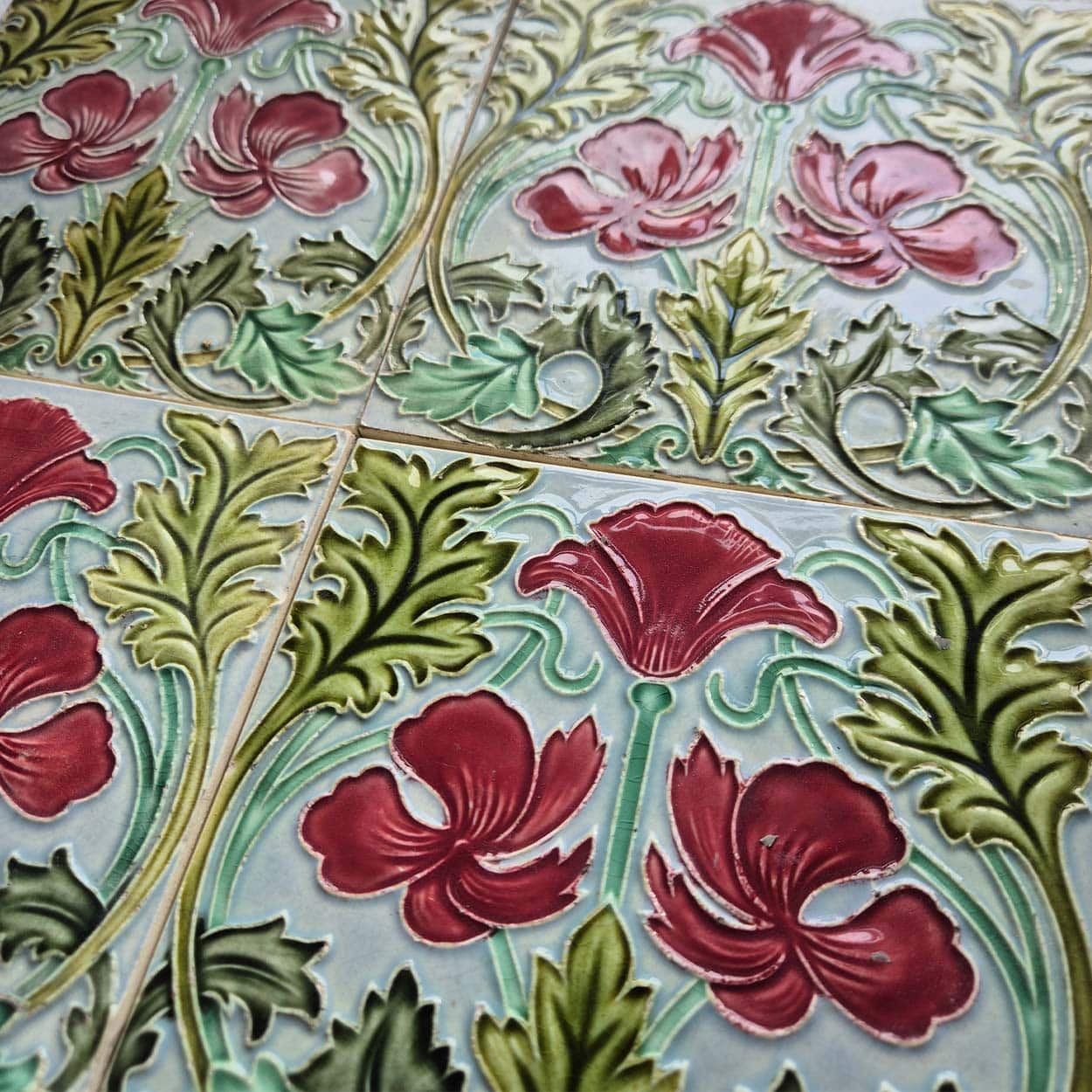 1 of the 90 Art Nouveau Tiles by Saint Amand, 1930s