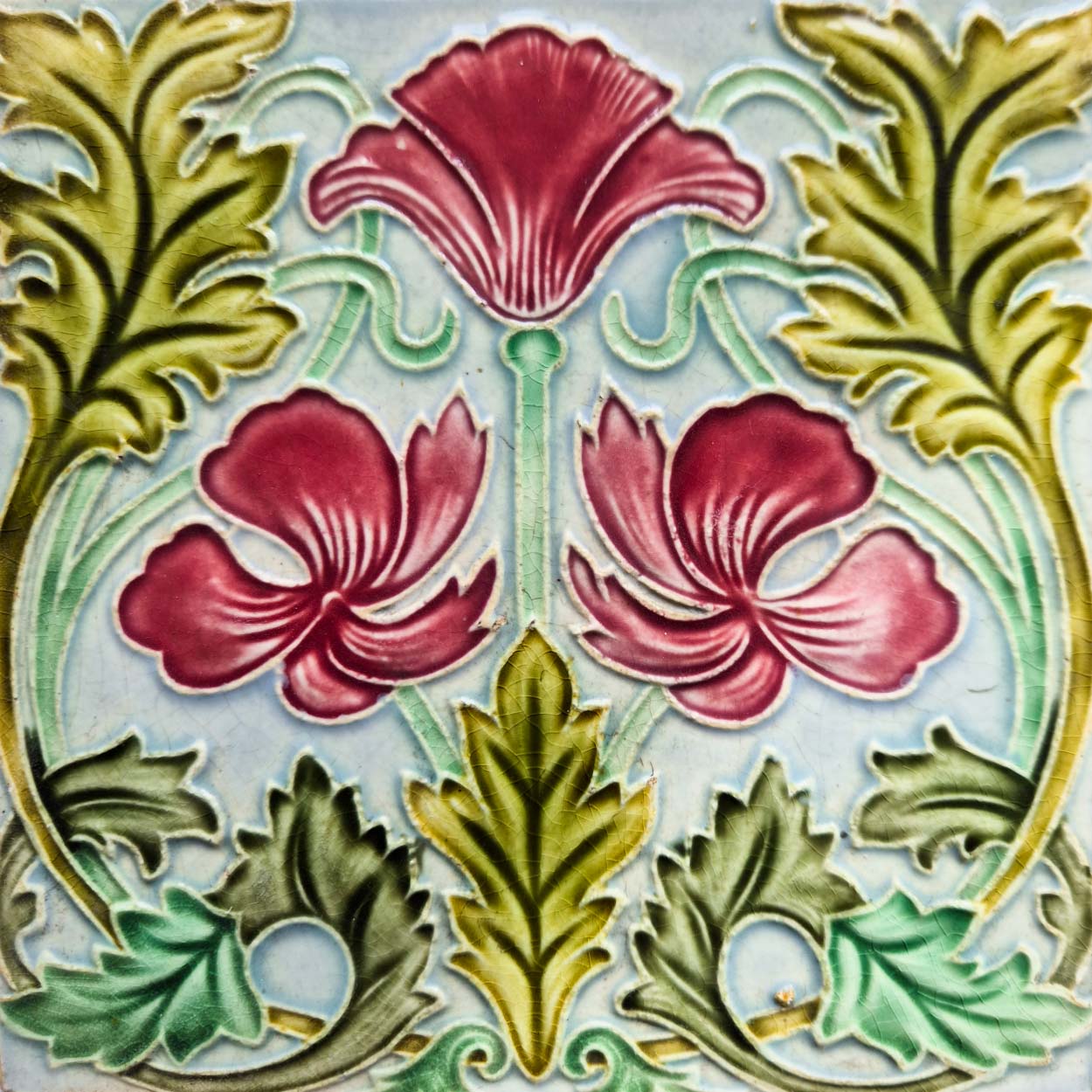 1 of the 90 Art Nouveau Tiles by Saint Amand, 1930s