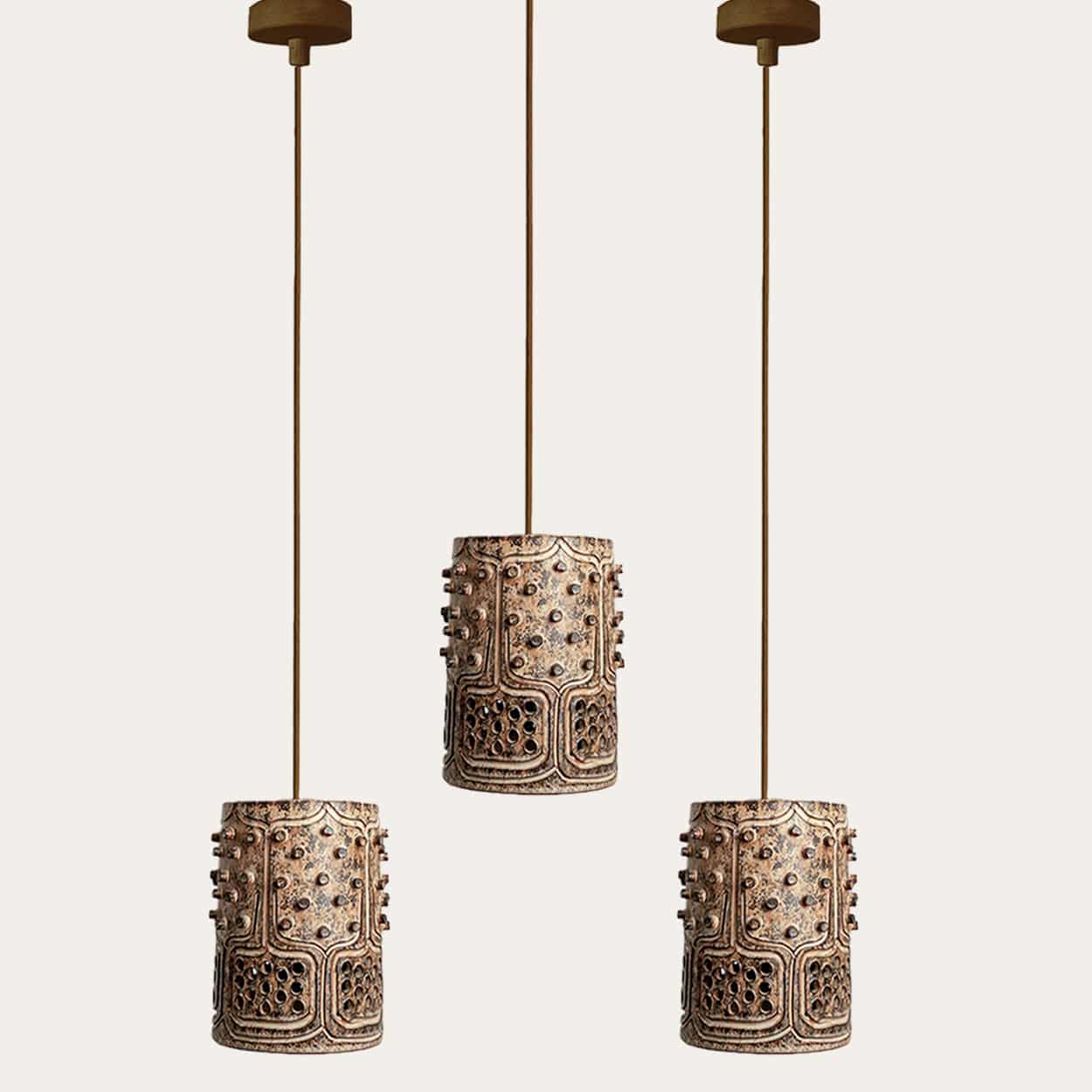 1 of the 8 Ceramic Multicolor Pendants, Axella Denmark 1960