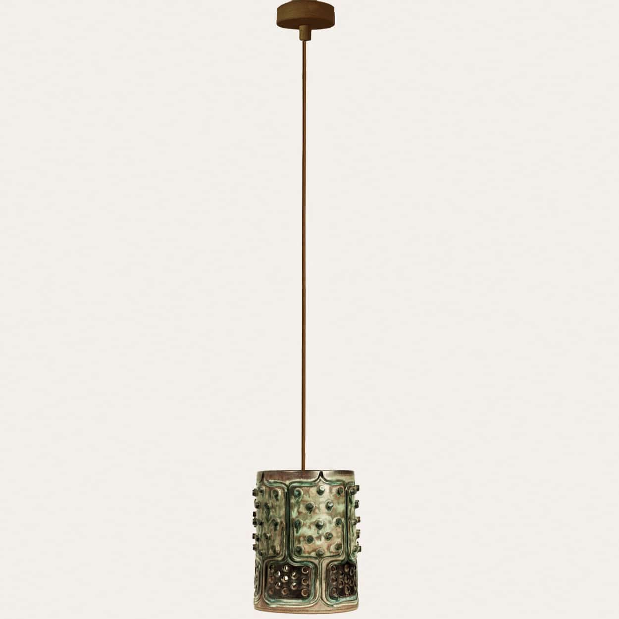 1 of the 3 Ceramic Green Pendants, Axella Denmark 1960