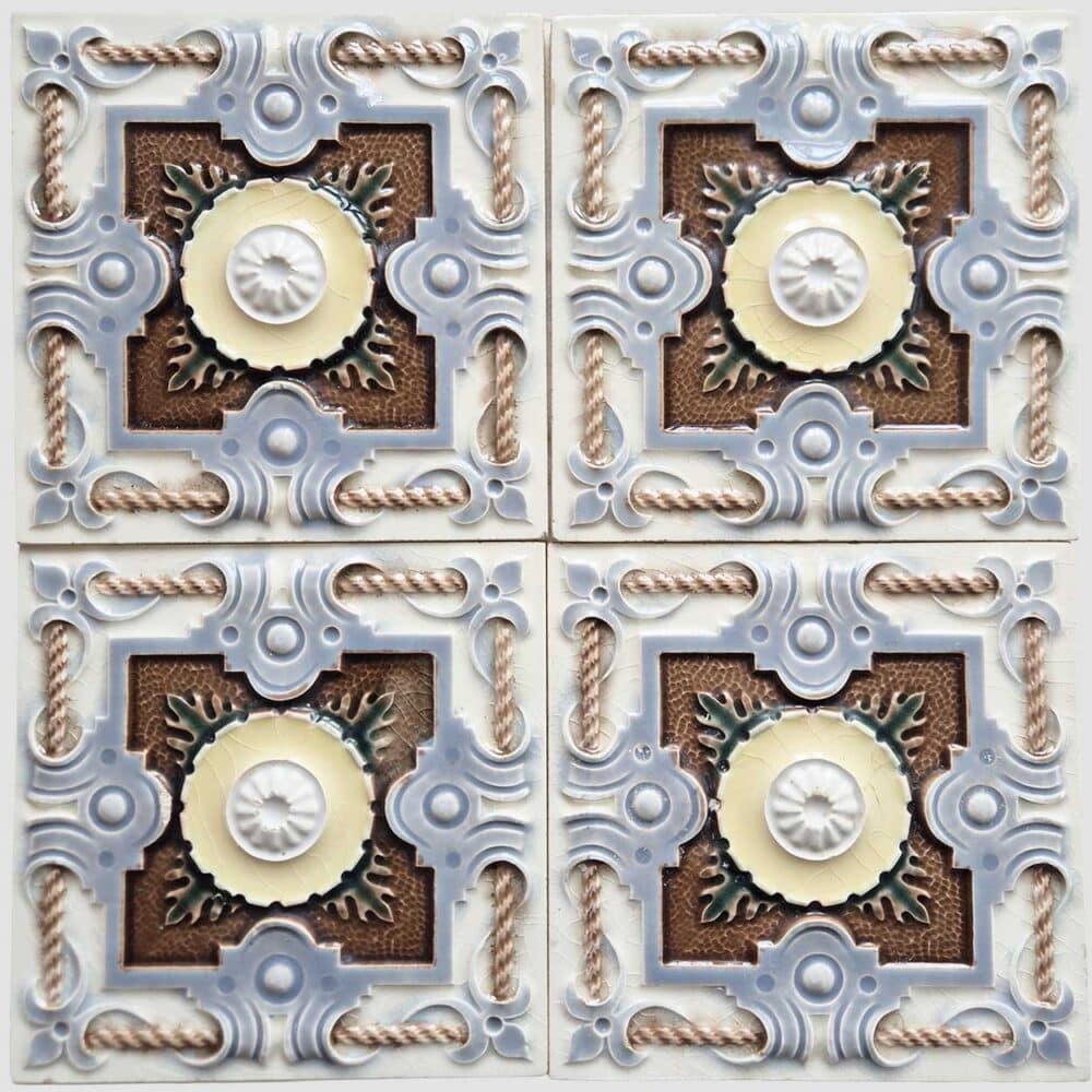 1 of the 25 Grey Blue Taupe Colored Glazed Tiles, Gilliot Freres Hemiksem