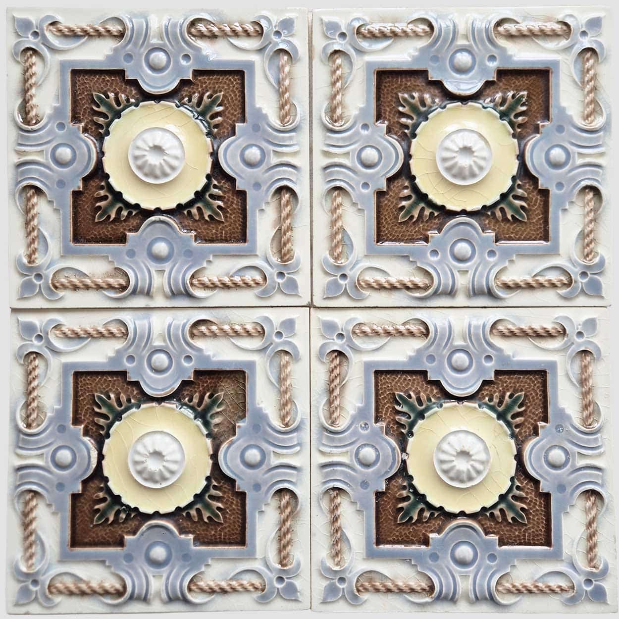 1 of the 25 Grey Blue Taupe Colored Glazed Tiles, Gilliot Freres Hemiksem