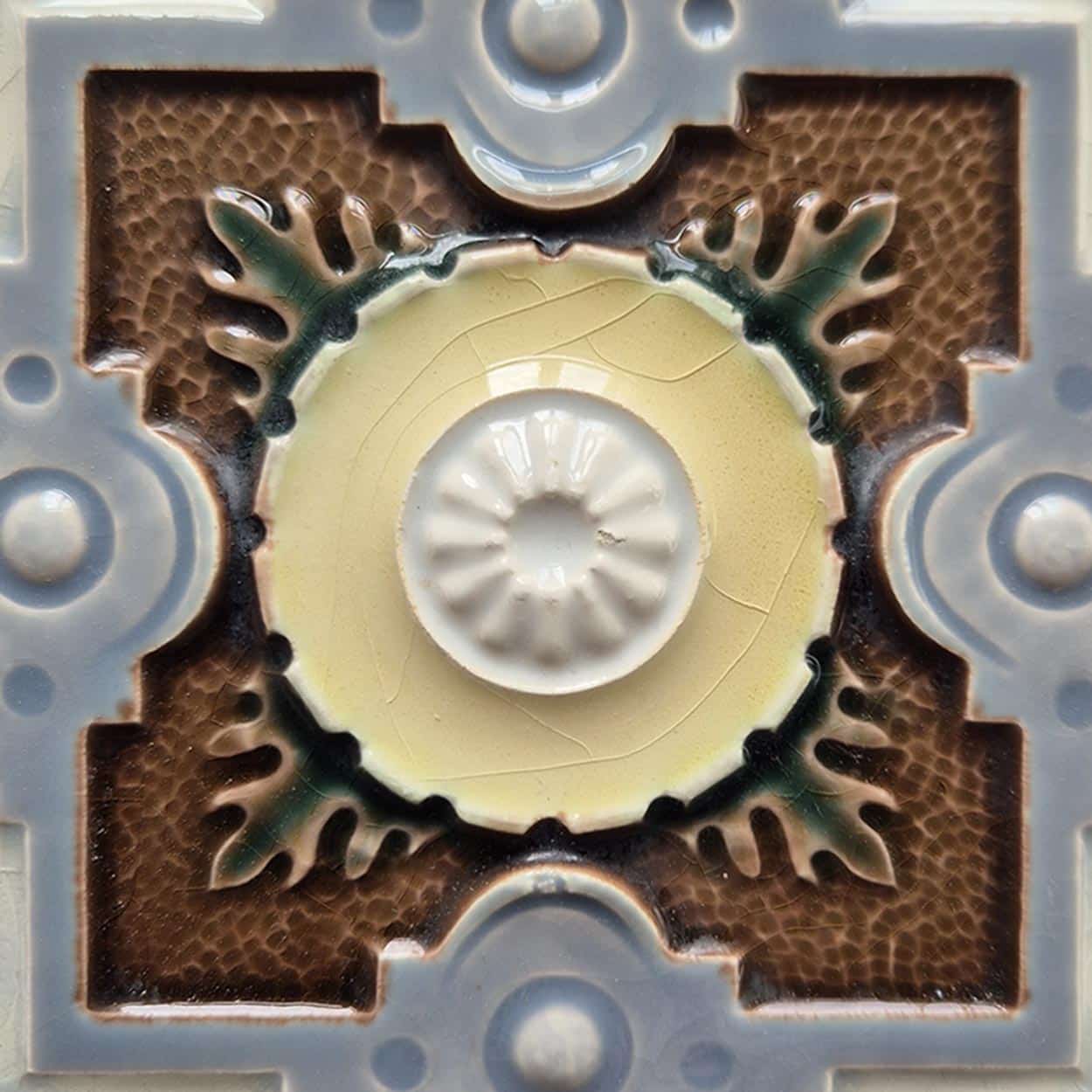 1 of the 25 Grey Blue Taupe Colored Glazed Tiles, Gilliot Freres Hemiksem