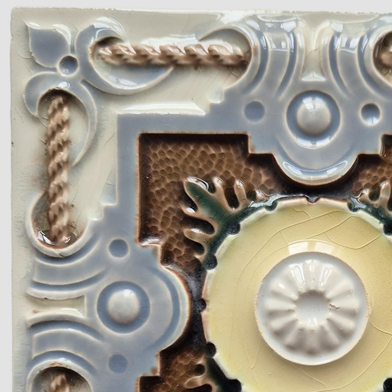 1 of the 25 Grey Blue Taupe Colored Glazed Tiles, Gilliot Freres Hemiksem