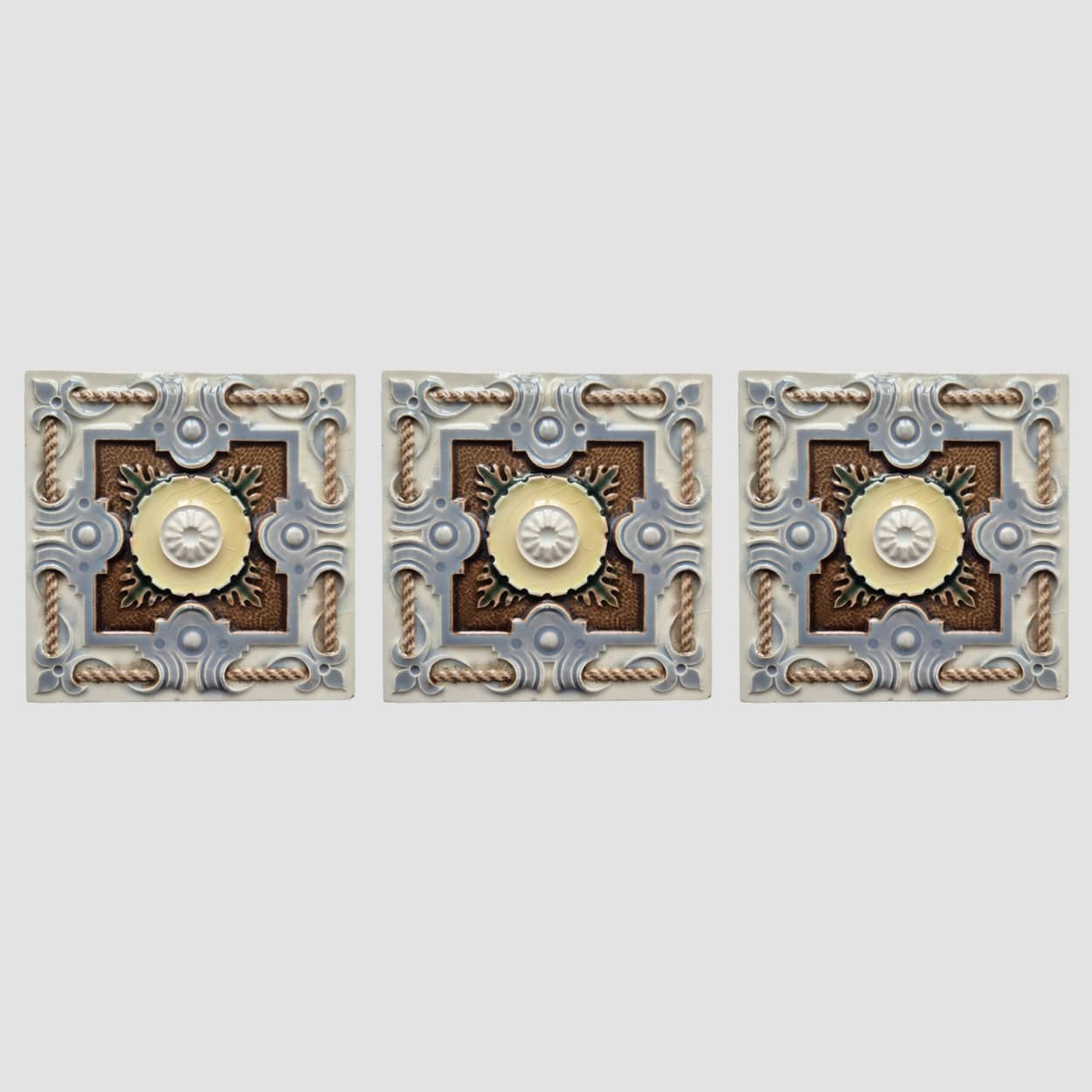 1 of the 25 Grey Blue Taupe Colored Glazed Tiles, Gilliot Freres Hemiksem