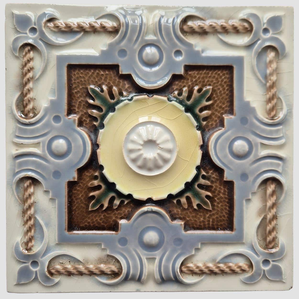 1 of the 25 Grey Blue Taupe Colored Glazed Tiles, Gilliot Freres Hemiksem